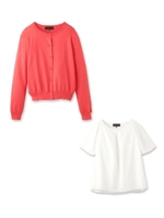 ブラウス&ニットカーディガンセット/レッド(062)