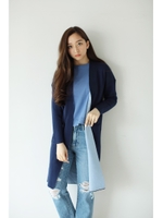 【AZUL by moussy】14G接結Wフェイス長袖ガウン/BLK