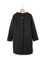 ウール混ノーカラーコート/ブラック(019)