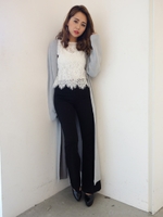 ダブルフェイスオーバーニットコート/BLK