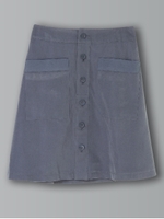 フェイクスエードフロント釦台形スカート/カーキ
