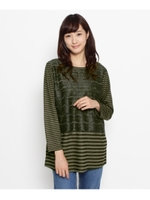 フリンジレースボーダーカットソー/カーキ(327)