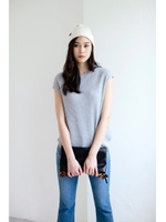 【AZUL by moussy】ワッフルフレンチスリーブプルオーバー/T.GRY