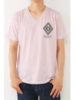 【AZUL by moussy】TC天竺チマヨ柄Vネック半袖T/L/PNK