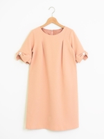 ビジュ付きリボンスリーブドレス/キャメル