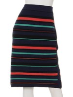 マルチボーダーニットスカート/BLUE DK