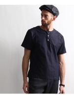 綿麻 ルーズフィットニットTシャツ/ブルー系(094)