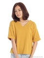 タック深Vトップス/マスタード