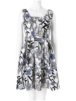 レトロ花柄ワンピース/ホワイト