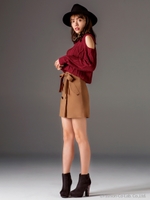 肩開きケーブルニット/オフホワイト