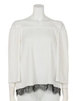 裾レースオフショルTOPS/オフホワイト