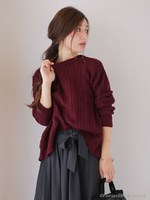 Aラインフレアケーブルニット/ブラウン