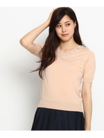 [L]Vネックビジューニットプルオーバー/アイボリー(004)