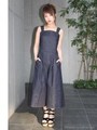 【小嶋陽菜さんコラボ】デニムレースアップロンパース/BLU
