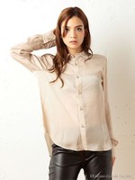 サテンブラウス/ブラック