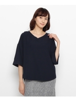 ジョーゼットVネックシャツ/ネイビー(093)