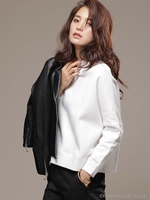 Couture-line（クチュールライン）裏毛ワイドクループルオーバー/グレー