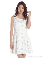 小花柄カットノースリワンピース/ネイビー