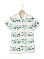 フィオーレボーダー柄半袖ポロシャツ/ネイビー(193)