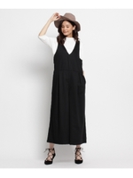 Vネックサロペワンピース/ブラック(019)