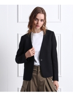 Vネックノーカラージャケット/ブラック(019)