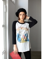 【AZUL by moussy】ラグランロック長袖T/L/BLK