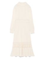 かぎ針切替フレアーワンピース/BLK