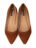 スエードフリンジフラットシューズ/ブラック(010)