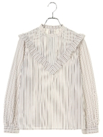 ストライプフリルピンタックプルオーバー/ベージュ