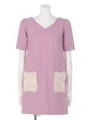 【P】ファーポケットサックワンピース/パープル