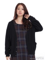 フォールプラントシフォン刺しゅうMIXカーデ/杢グレー