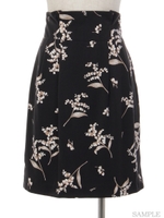 オリジナルオルキデアフラワー柄タックタイトスカート/オフホワイト