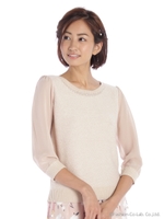 袖シフォンメランジニット/グレー系