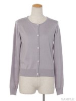 ソフトアンゴラ混ビジューボタンカーデ/グレー