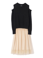 オープンショルダープルオーバー×チュールＳＫセット/ピンク