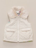 フラワーキルト　リバーシブル　付け衿付きベスト/オフホワイト