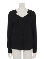 Vネックポケットシャツ/ブラック