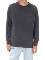 【AZUL by moussy】ムラ染裏毛クルーネックレイヤードプルオーバー/L/BLK