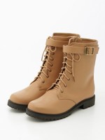 【F i.n.t】ベルト付きワークブーツ/PINKBEIGE