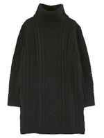 サイドスリットタートルニットチュニック/ブラック