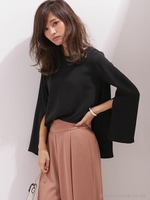 スリットフレア袖ブラウス/ブラック