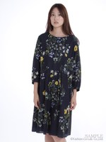 小花とスイセンプリントワンピース/ベージュ