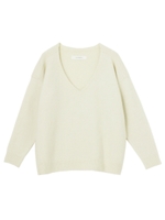 Vネックオーバーニットプルオーバー/ベージュ
