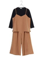 【SET ITEM】Tシャツ+起毛キャミ&ガウチョ3点セット/カーキ