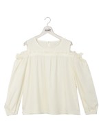 肩あきフリルブラウス/ホワイト