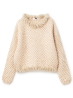 ファートリミングニットトップス/グレー