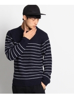 畦パネルボーダープルオーバーニット/オフホワイト(003)