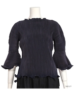 アコーディオンプリーツブラウス/NAVY