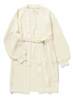 ガーター編みボタンレスカーデ/グレー