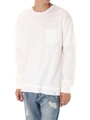 【AZUL by moussy】天竺×ワッフルフェイクレイヤー長袖クルーネック/WHT